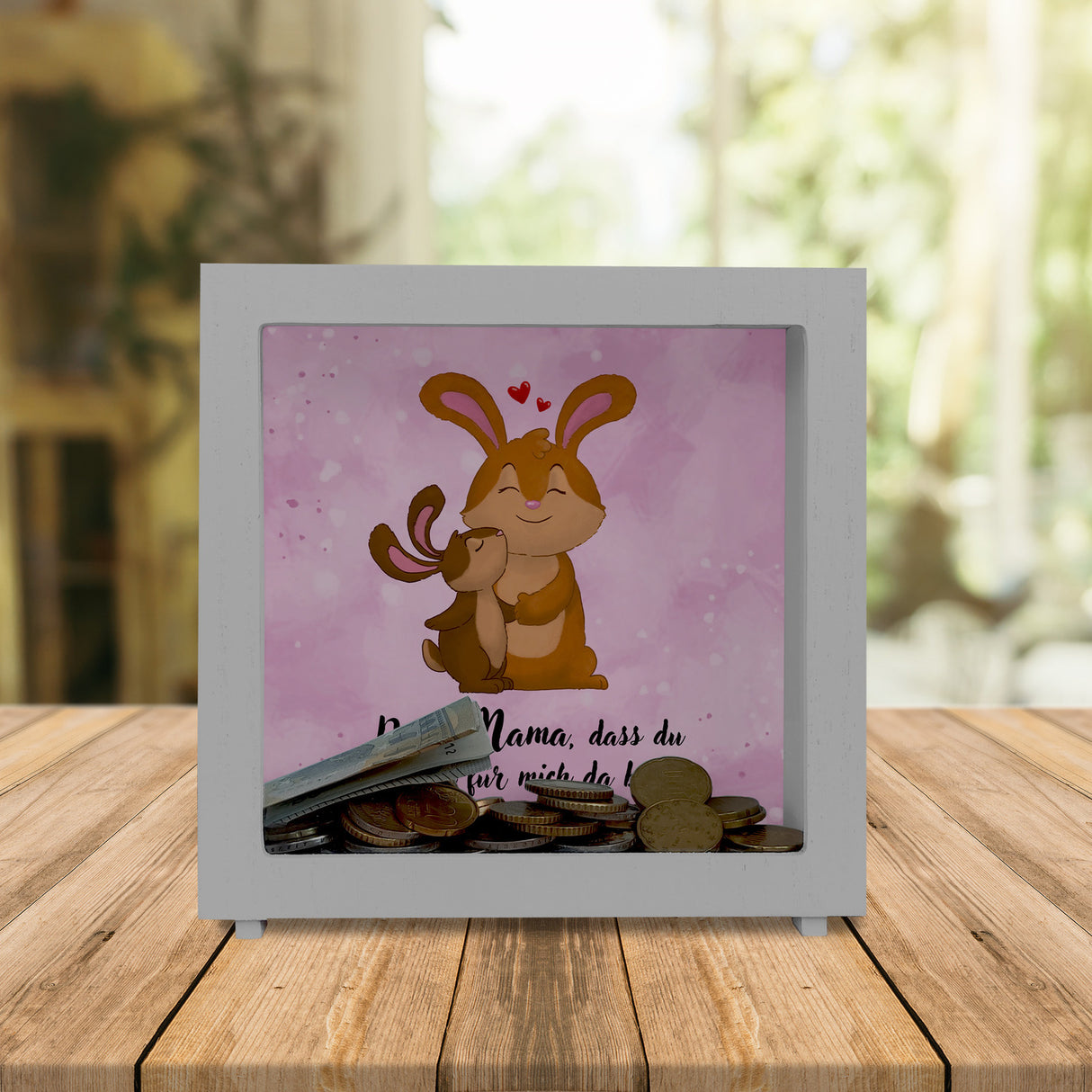 Danke Mama, dass du für mich da bist Spardose mit Hase