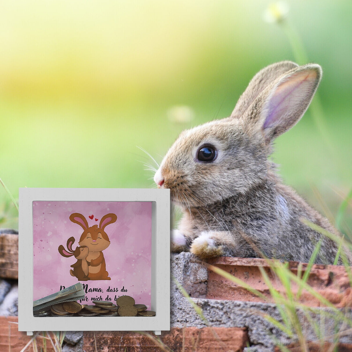 Danke Mama, dass du für mich da bist Spardose mit Hase