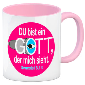 Du bist ein Gott, der mich sieht. Kaffeebecher mit Bibel Zitat