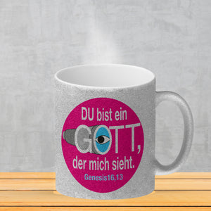 Du bist ein Gott, der mich sieht. Kaffeebecher mit Bibel Zitat