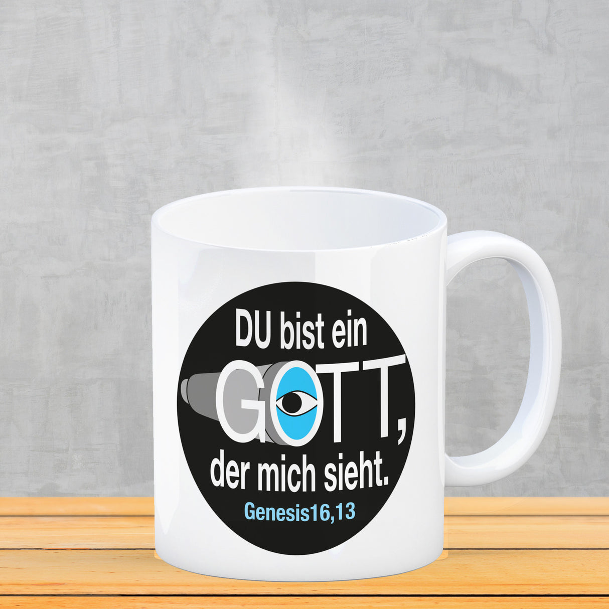 Du bist ein Gott, der mich sieht. Kaffeebecher mit Bibel Zitat