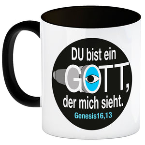 Du bist ein Gott, der mich sieht. Kaffeebecher mit Bibel Zitat