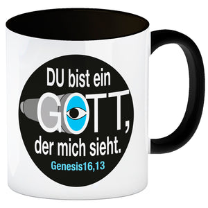 Du bist ein Gott, der mich sieht. Kaffeebecher mit Bibel Zitat