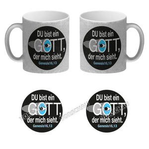 Du bist ein Gott, der mich sieht. Kaffeebecher mit Bibel Zitat
