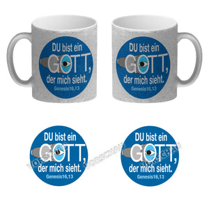 Du bist ein Gott, der mich sieht. Kaffeebecher mit Bibel Zitat