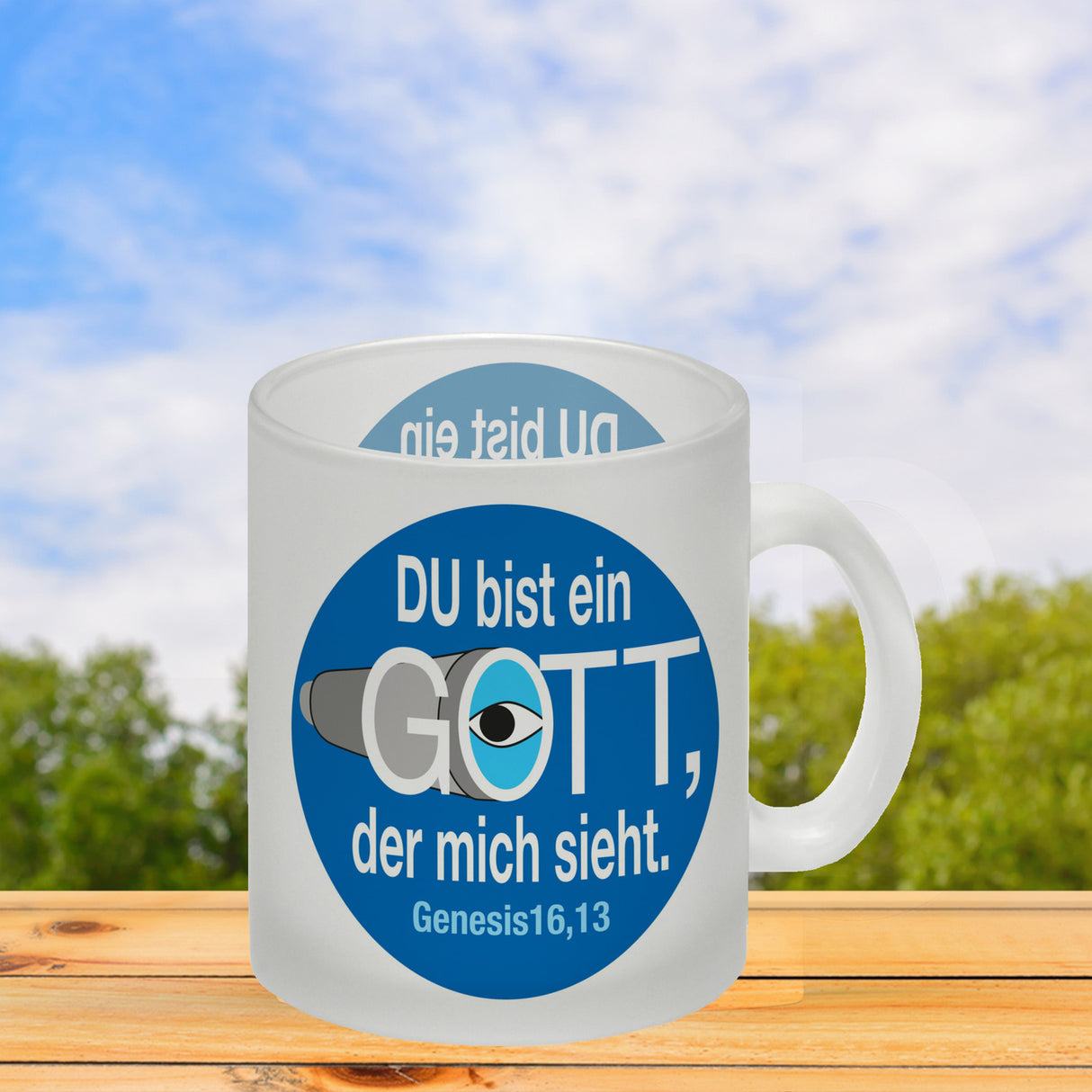 Du bist ein Gott, der mich sieht. Kaffeebecher mit Bibel Zitat