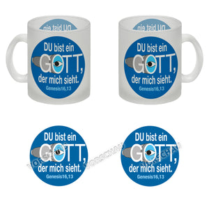 Du bist ein Gott, der mich sieht. Kaffeebecher mit Bibel Zitat