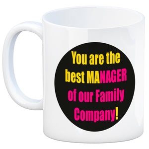Manager of our Family Kaffeebecher mit Spruch für Mama zum Muttertag
