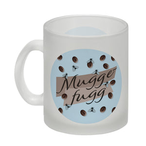Muggefugg Malzkaffee Kaffeebecher mit Kaffeebohnen und Fliegen blau