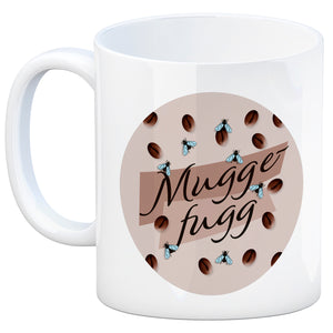 Muggefugg Malzkaffee Kaffeebecher mit Kaffeebohnen und Fliegen blau