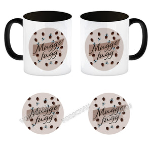Muggefugg Malzkaffee Kaffeebecher mit Kaffeebohnen und Fliegen blau