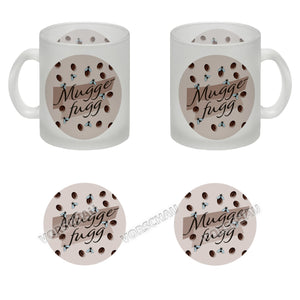 Muggefugg Malzkaffee Kaffeebecher mit Kaffeebohnen und Fliegen blau