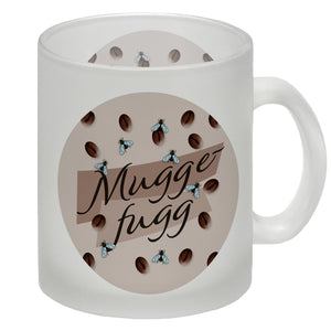 Muggefugg Malzkaffee Kaffeebecher mit Kaffeebohnen und Fliegen blau