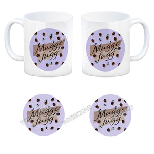 Muggefugg Malzkaffee Kaffeebecher mit Kaffeebohnen und Fliegen blau