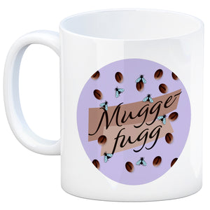 Muggefugg Malzkaffee Kaffeebecher mit Kaffeebohnen und Fliegen blau