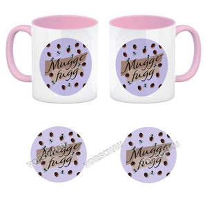 Muggefugg Malzkaffee Kaffeebecher mit Kaffeebohnen und Fliegen blau
