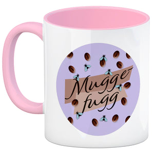 Muggefugg Malzkaffee Kaffeebecher mit Kaffeebohnen und Fliegen blau