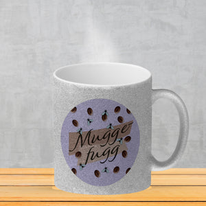 Muggefugg Malzkaffee Kaffeebecher mit Kaffeebohnen und Fliegen blau