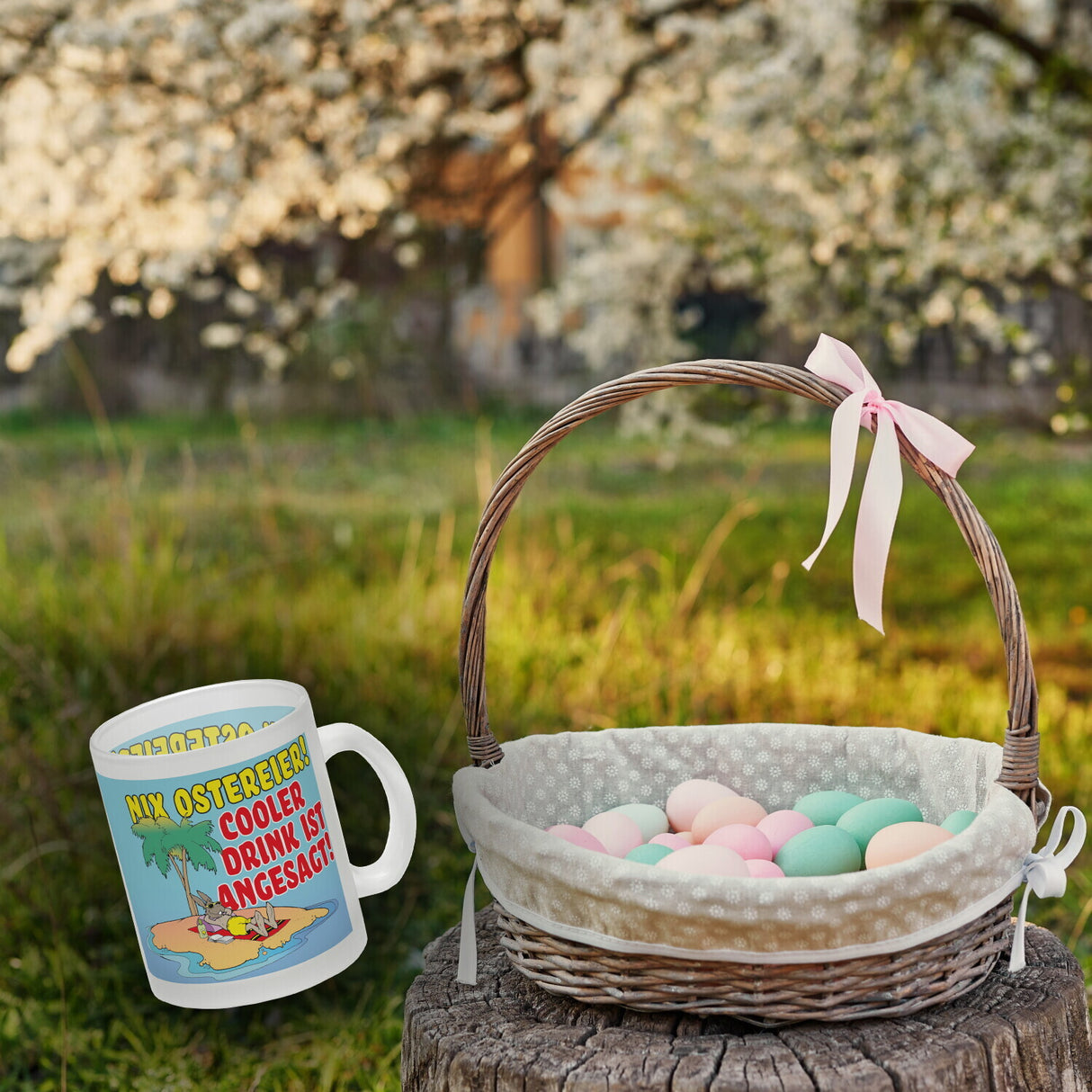 Osterhase im Urlaub Kaffeebecher mit Spruch