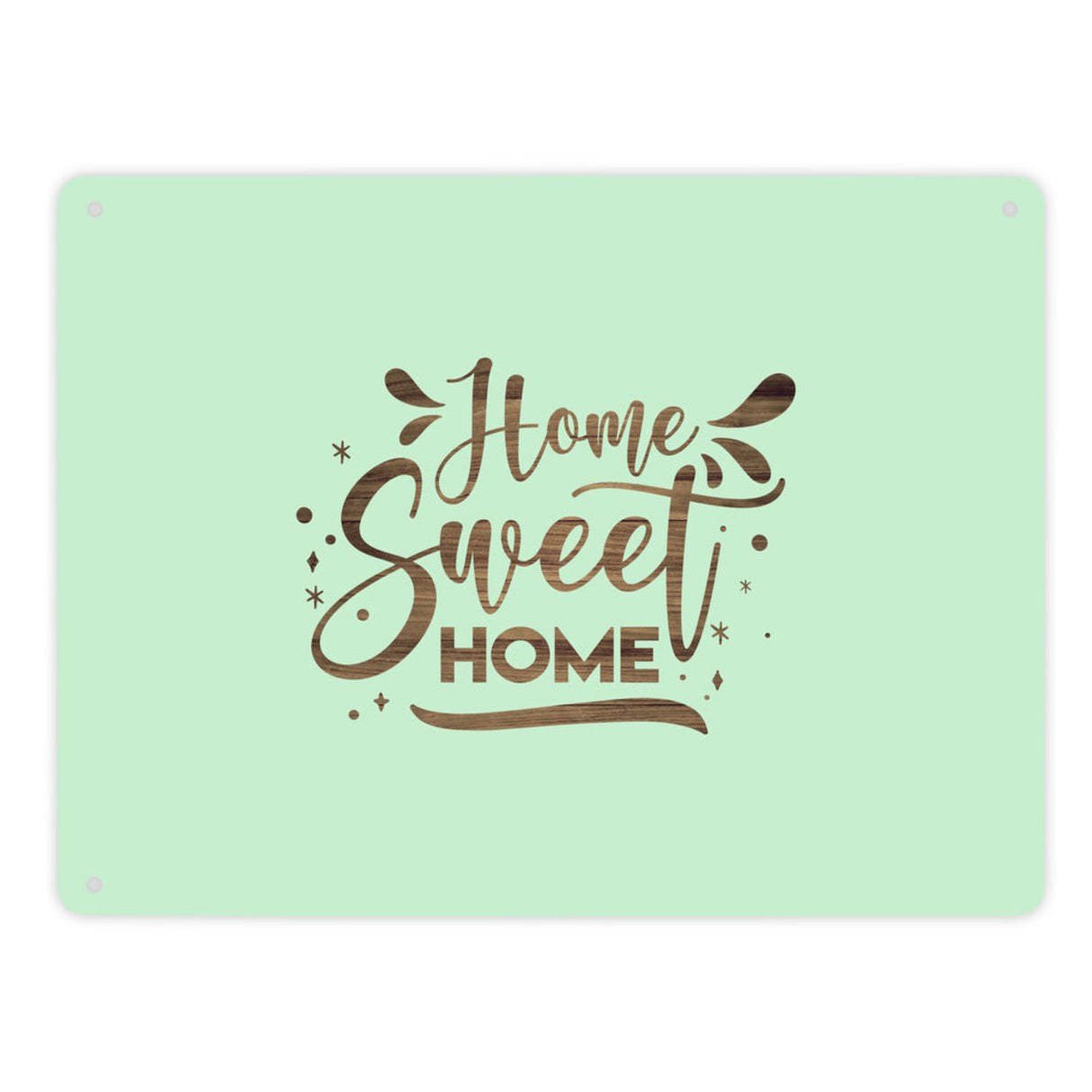 Home Sweet Home Metallschild in 15x20 cm mit hellblauem Hintergrund