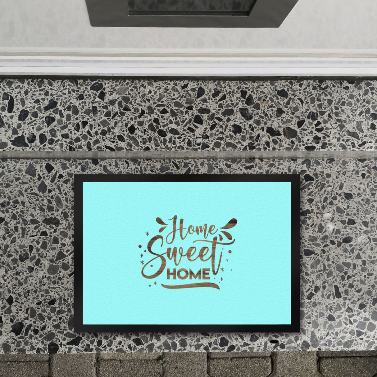 Home Sweet Home Fußmatte in 35x50 cm mit mintfarbenem Hintergrund