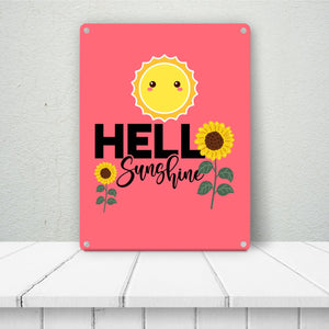 Gute Laune Metallschild in 15x20 cm mit Spruch Hello Sunshine