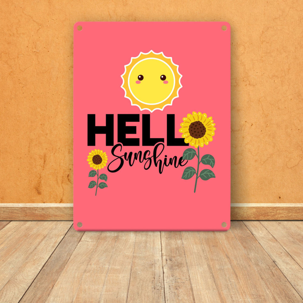 Gute Laune Metallschild in 15x20 cm mit Spruch Hello Sunshine