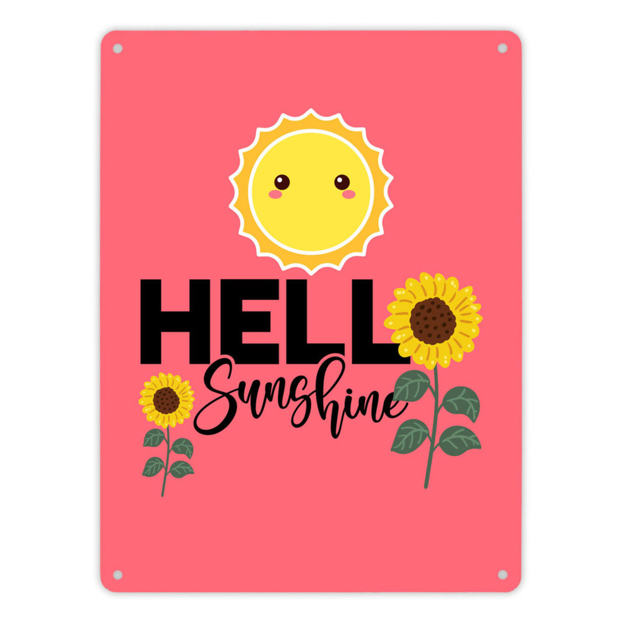 Gute Laune Metallschild in 15x20 cm mit Spruch Hello Sunshine