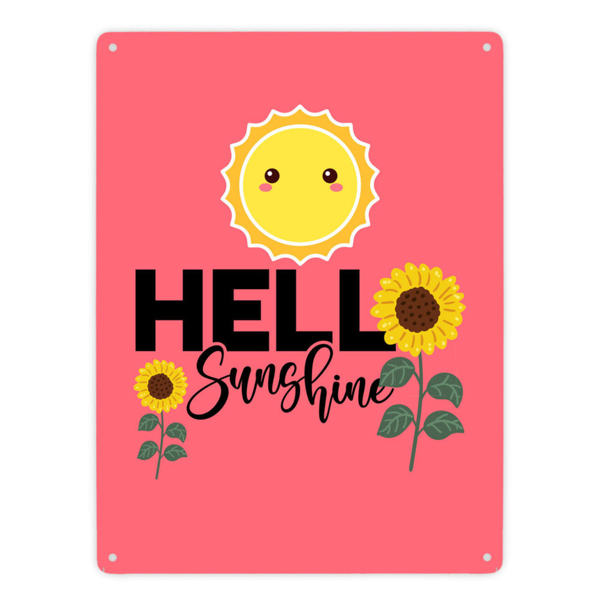 Gute Laune Metallschild in 15x20 cm mit Spruch Hello Sunshine