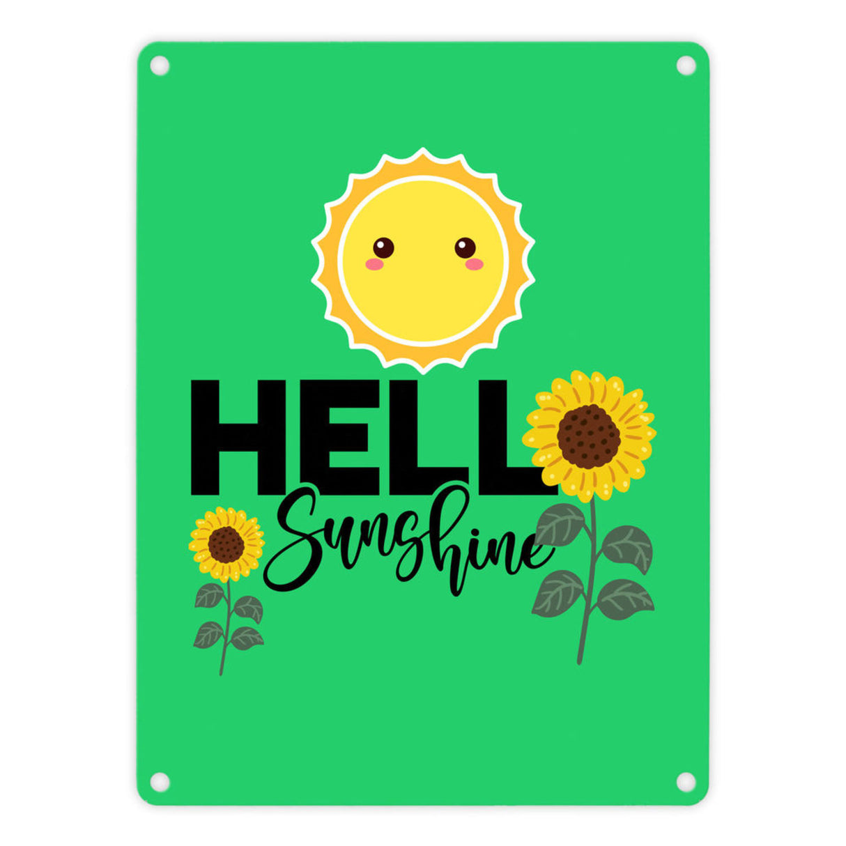Gute Laune Metallschild in 15x20 cm mit Spruch Hello Sunshine