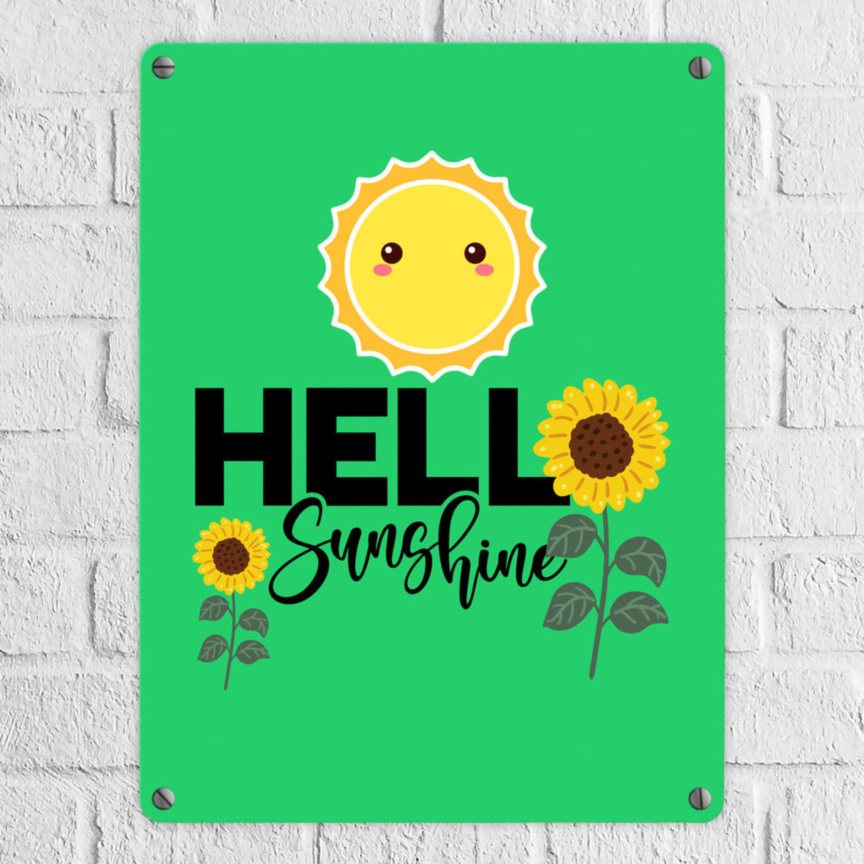Gute Laune Metallschild in 15x20 cm mit Spruch Hello Sunshine