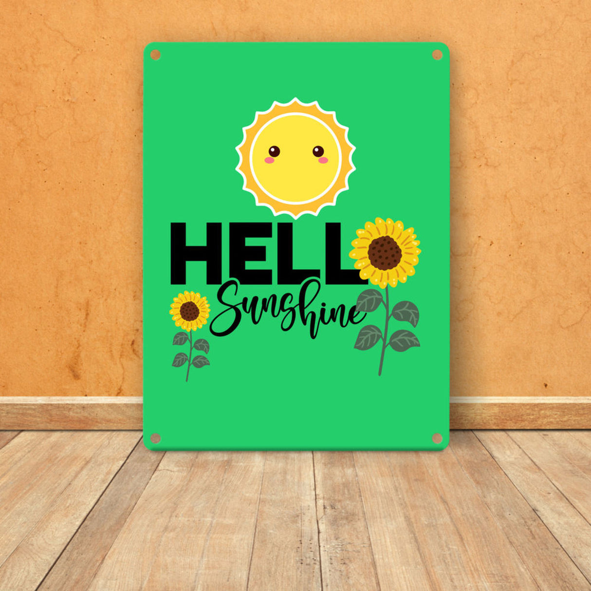 Gute Laune Metallschild in 15x20 cm mit Spruch Hello Sunshine