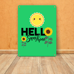 Gute Laune Metallschild in 15x20 cm mit Spruch Hello Sunshine