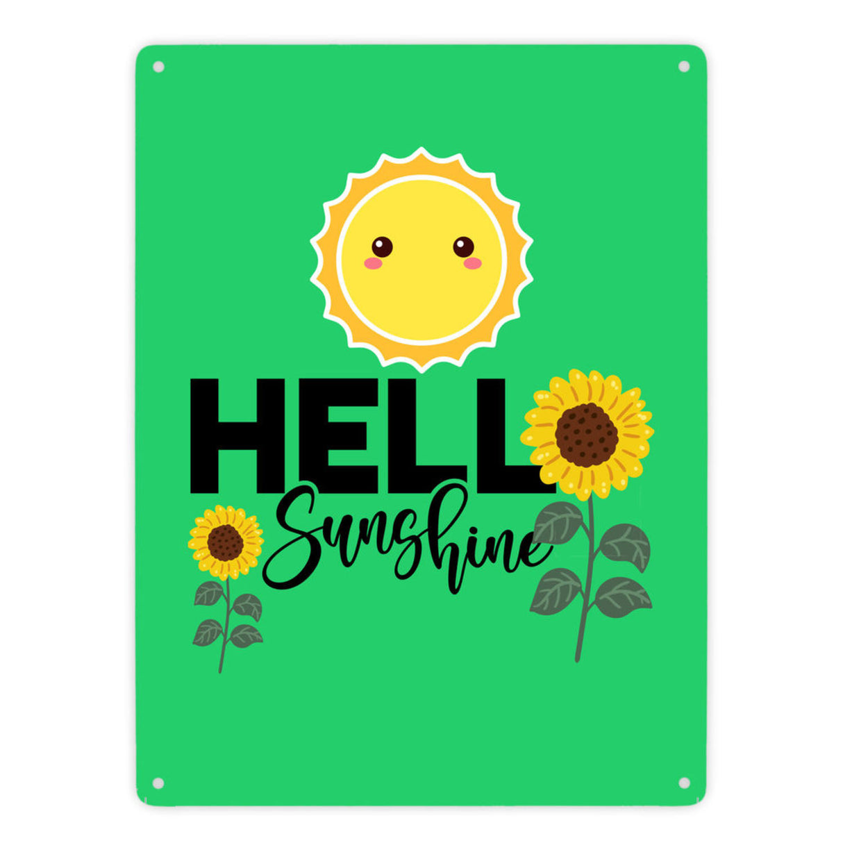 Gute Laune Metallschild in 15x20 cm mit Spruch Hello Sunshine