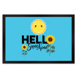 Gute Laune Fußmatte in 35x50 cm in hellblau mit Spruch Hello Sunshine
