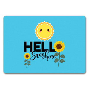 Gute Laune Fußmatte in 35x50 cm in hellblau mit Spruch Hello Sunshine
