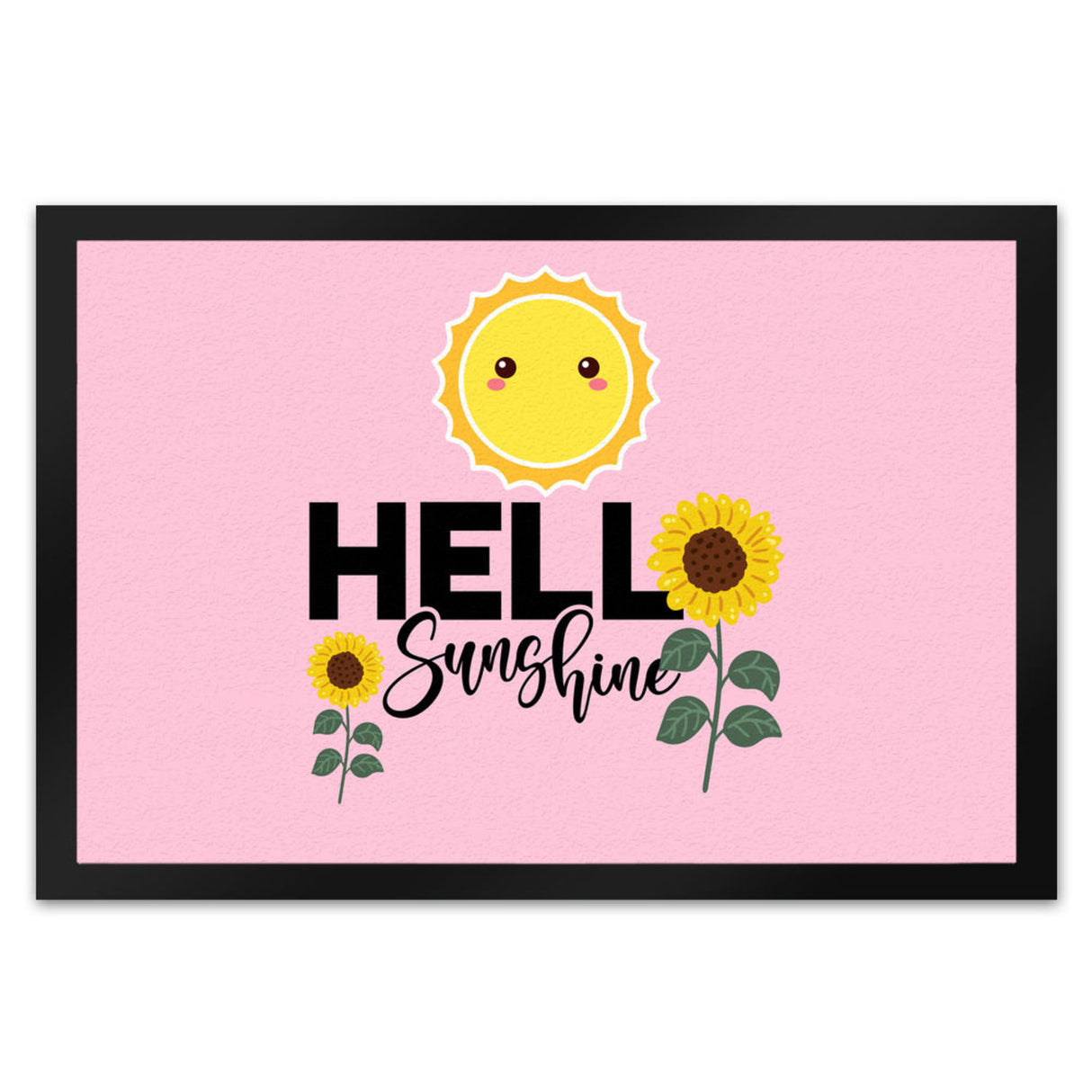 Gute Laune Fußmatte in 35x50 cm in hellblau mit Spruch Hello Sunshine