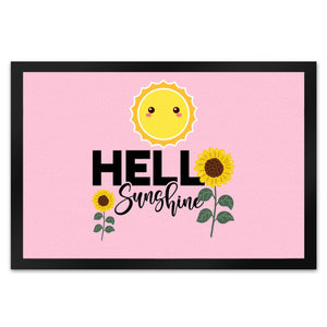 Gute Laune Fußmatte in 35x50 cm in hellblau mit Spruch Hello Sunshine