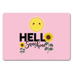 Gute Laune Fußmatte in 35x50 cm in hellblau mit Spruch Hello Sunshine