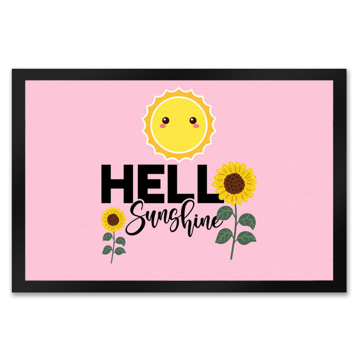 Gute Laune Fußmatte in 35x50 cm in hellblau mit Spruch Hello Sunshine