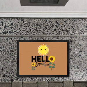 Gute Laune Fußmatte in 35x50 cm in hellblau mit Spruch Hello Sunshine