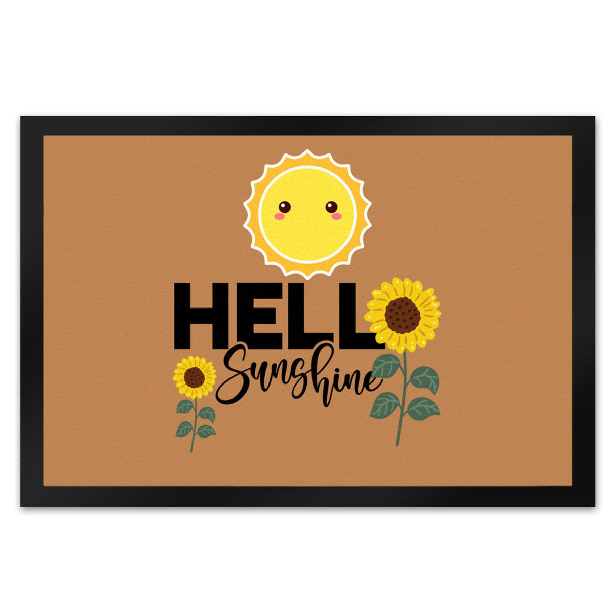 Gute Laune Fußmatte in 35x50 cm in hellblau mit Spruch Hello Sunshine
