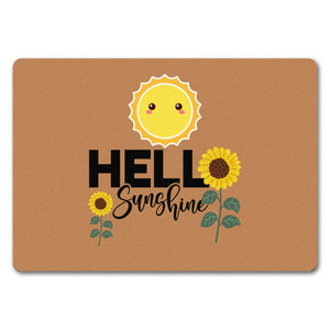 Gute Laune Fußmatte in 35x50 cm in hellblau mit Spruch Hello Sunshine