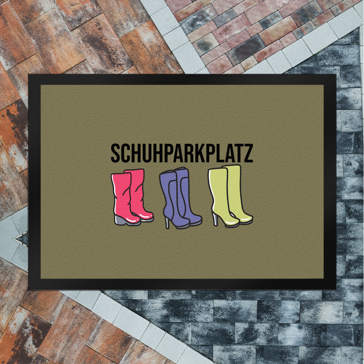 Schuhparkplatz Fußmatte in 35x50 cm in rosa mit Schuhmotiv für Frauen