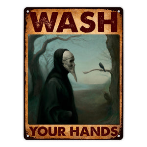 Pestdoktor Metallschild in 15x20 cm mit Spruch Wash your Hands