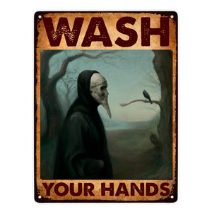 Pestdoktor Metallschild in 15x20 cm mit Spruch Wash your Hands