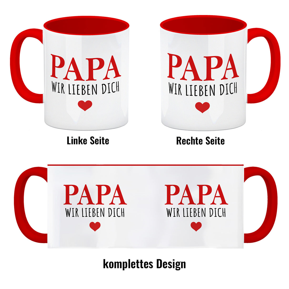 Papa wir lieben dich Kaffeebecher mit Herz
