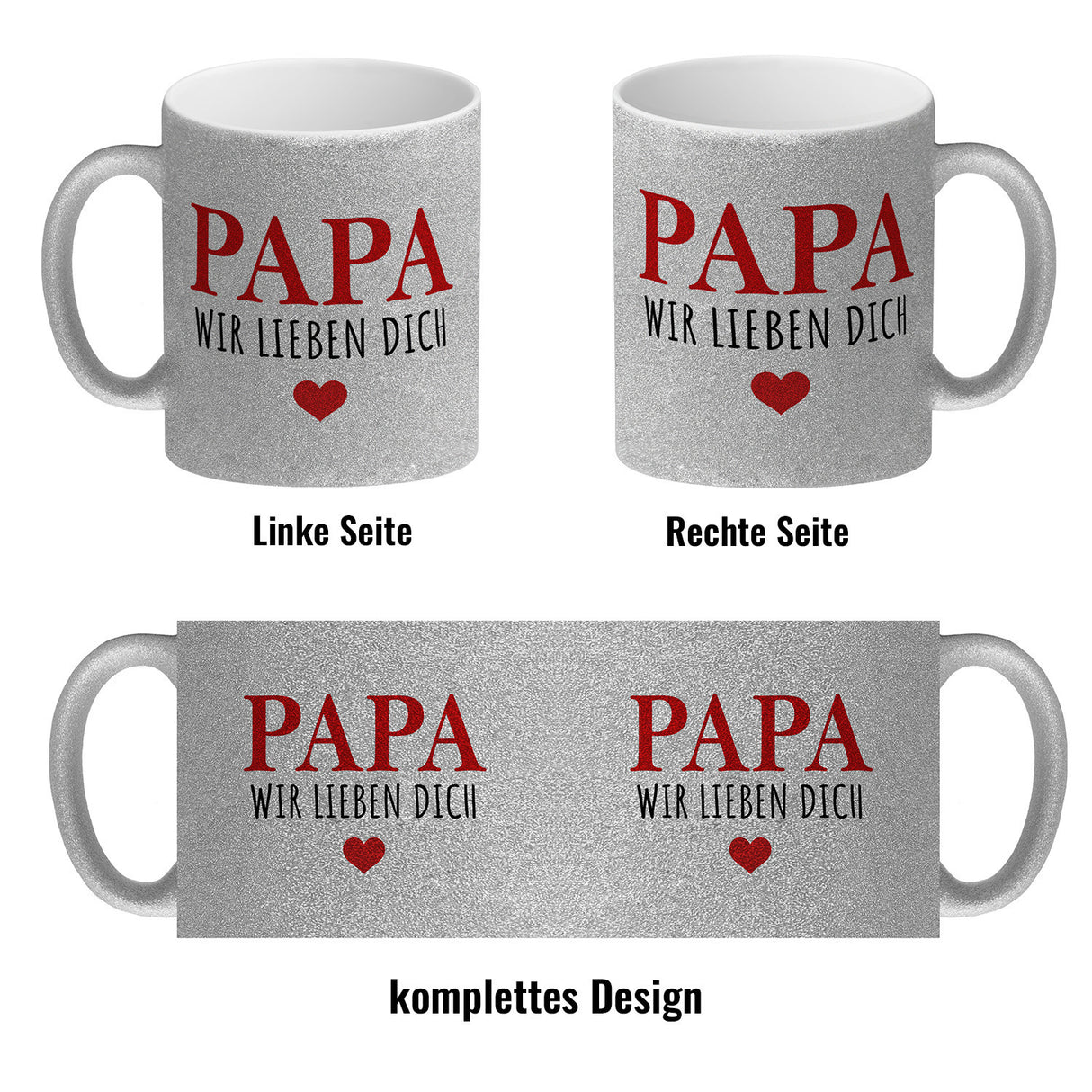 Papa wir lieben dich Kaffeebecher mit Herz