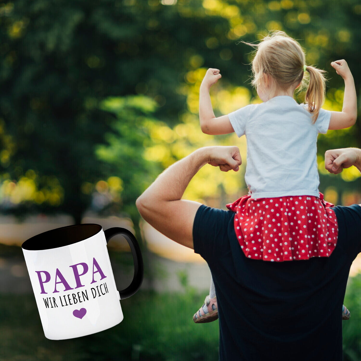 Papa wir lieben dich Kaffeebecher mit Herz
