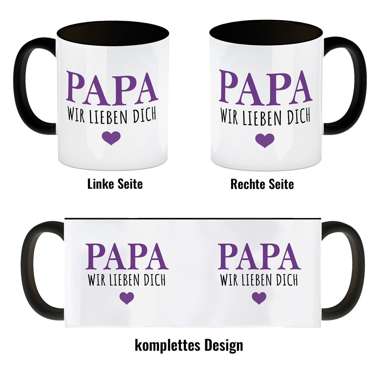 Papa wir lieben dich Kaffeebecher mit Herz